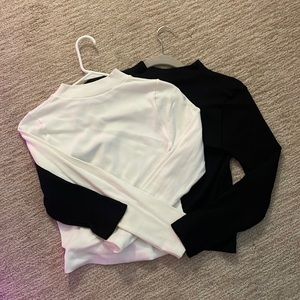 White and black pair, long sleeve, turtleneck, size large to extra-large